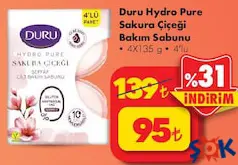 DURU HYDRO PURE SAKURA ÇİÇEĞİ BAKIM SABUNU 4X135 G 4'LÜ